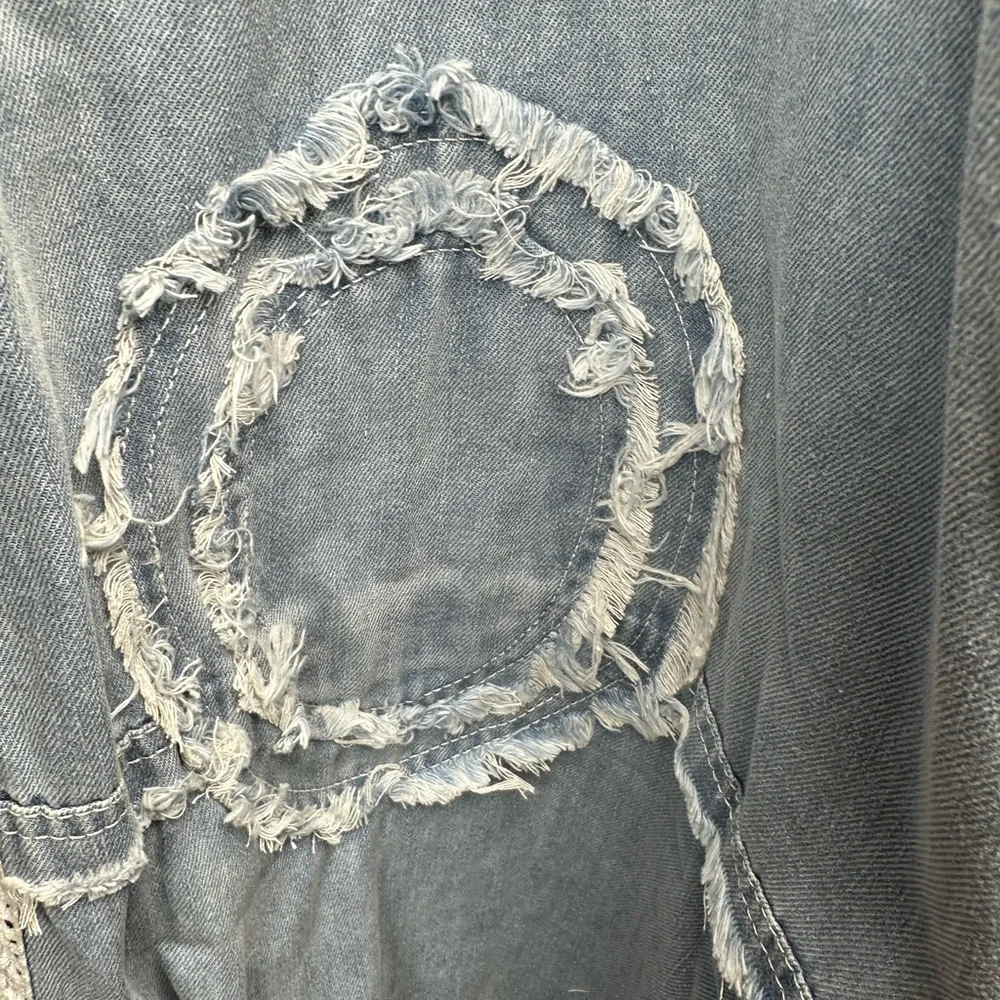 🆕 POL Denim Vintage Wash Studded lace Wide-Leg Joggers